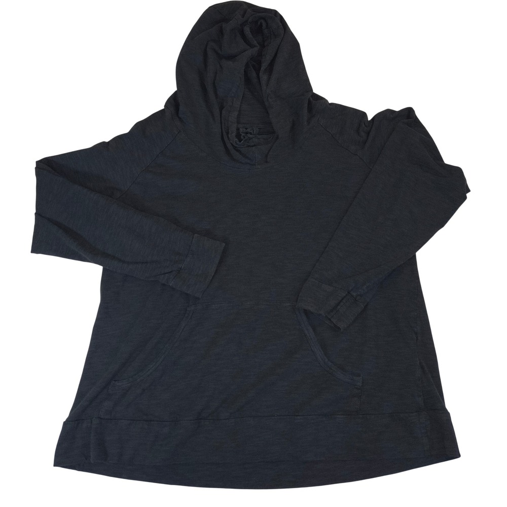 Columbia Womens 1X Pullover Hoodie Charcoal Black Slub Knit Kangaroo Pocket